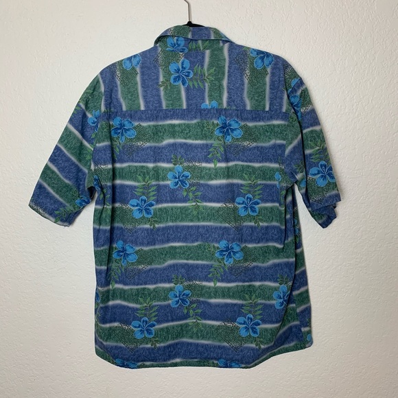 Consensus: Blue Hawaiian Shirt Hibiscus Large - Picture 5 of 9